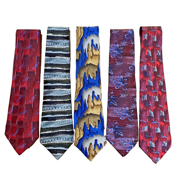 Jerry Garcia Neck Ties 100% Silk Neckties Lot of 5 Abstract Colorful Variety - Picture 1 of 12